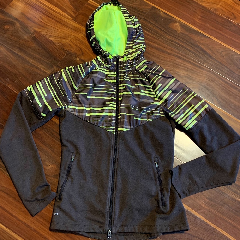 Nike Dri-Fit Zip-up Brown & Yellow Hoodie, Size S